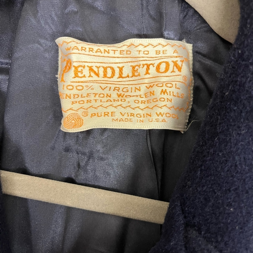 Pendleton Women’s Vintage 100% Virgin Wool Navy Blue Trench Coat Size 14 - Picture 5 of 16